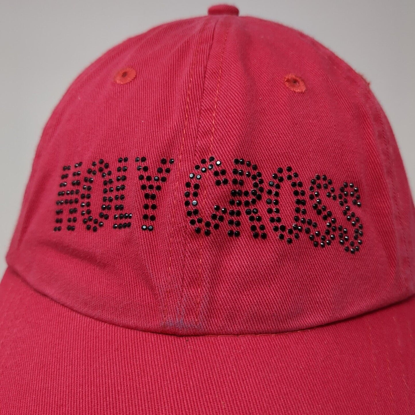 Holy Cross Strapback Hat Red OS Adjustable Classic Cut Rhinestone UltraClub
