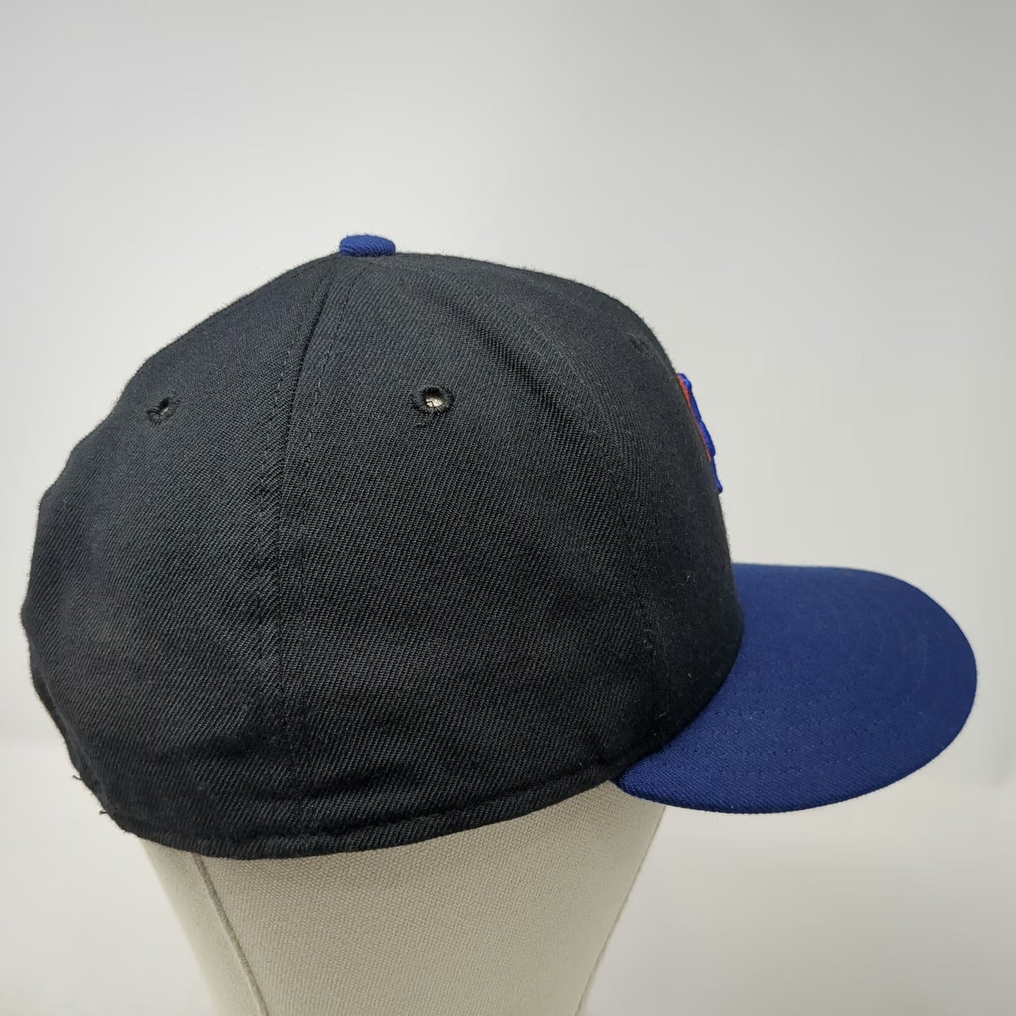 New Era Cap Black Blue 7 3/8 Mets World Series Side Patch Wool Hat Vintage 2000