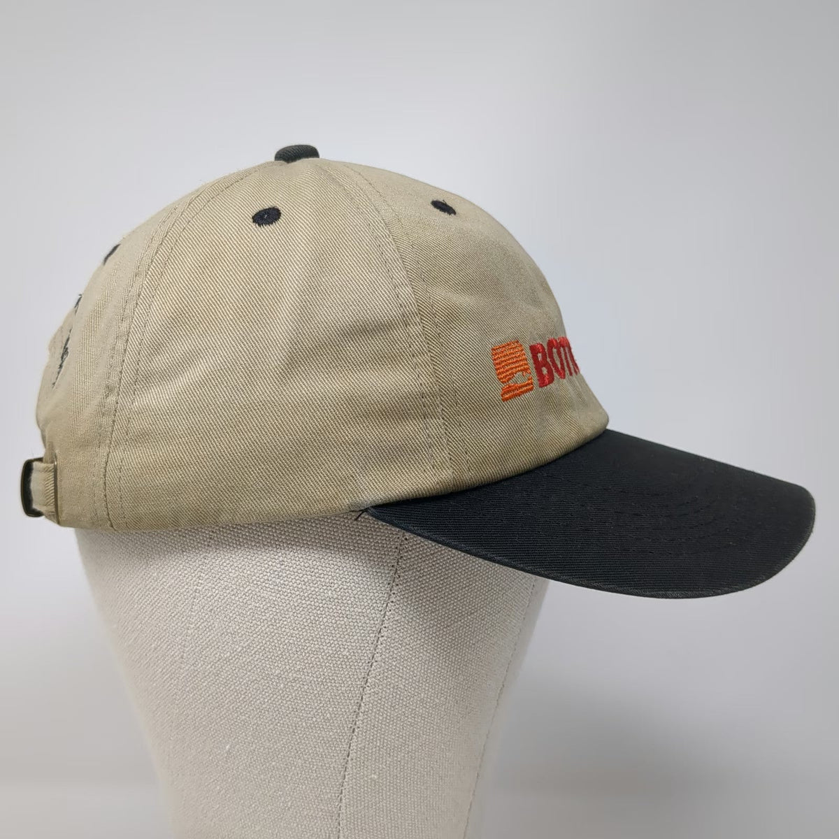 K-Products Baseball Cap Beige Black Bottom Line One Size Slideback Hat Slogan