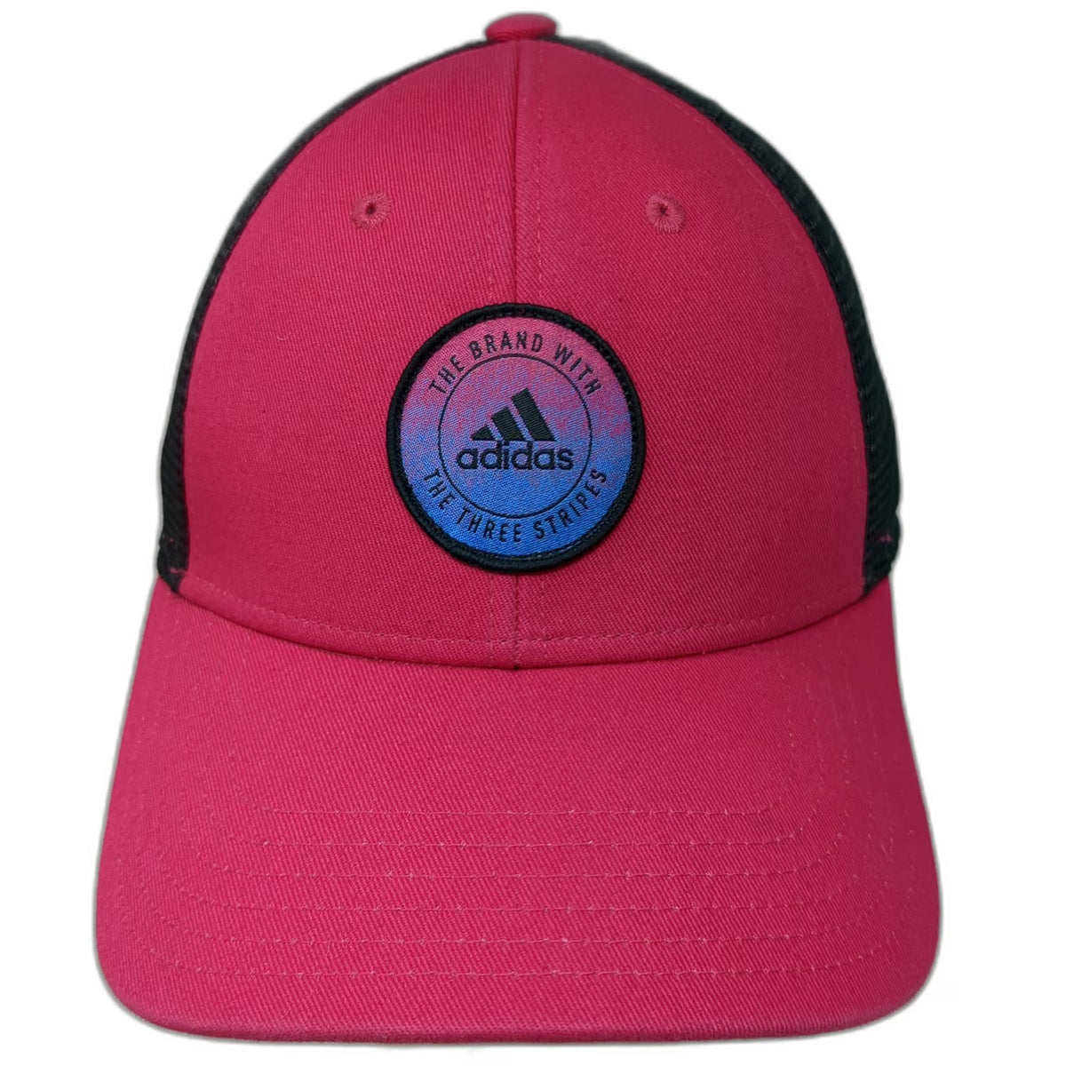 Adidas Trucker Hat Pink OSFM Mesh Back Snapback Logo Patch Climalite 3 Stripe