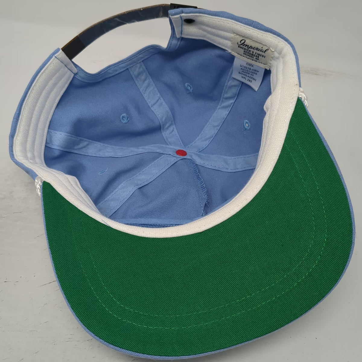 Imperial 5 Panel Blue One Size Hat AJGA Golf Est 1978 Rope Leather Strap Cotton