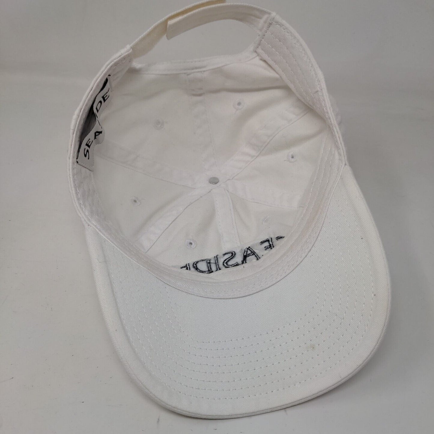 Seaside Strapback Hat White OSFM Adjustable Embroidered Vent Holes