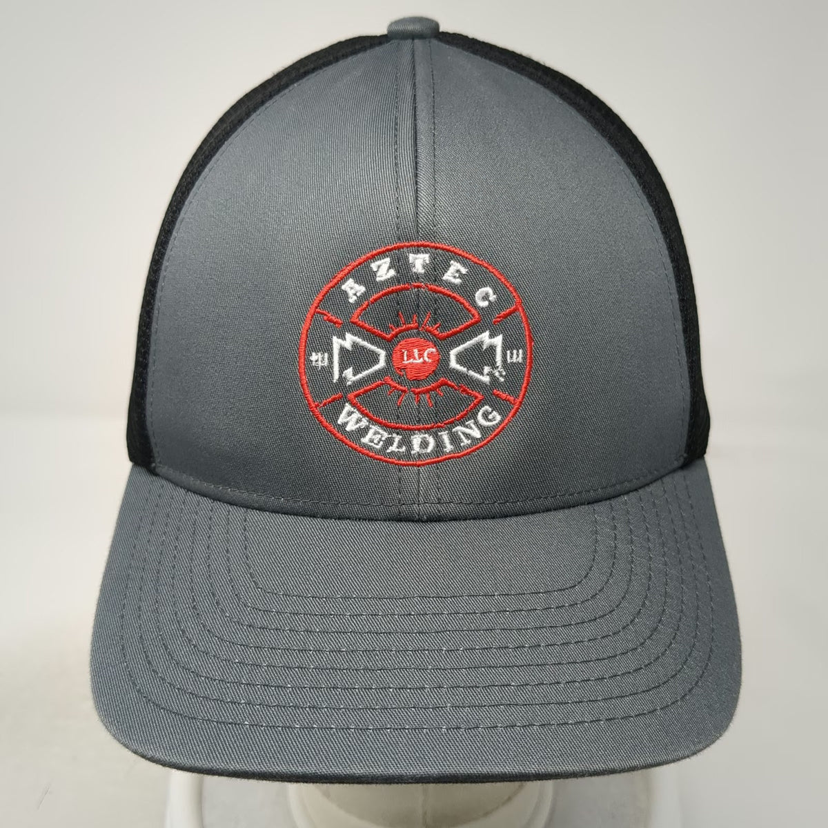 Pacific Headwear Baseball Cap Gray XL Aztec Welding LLC Fitted Mesh Hat Workwear