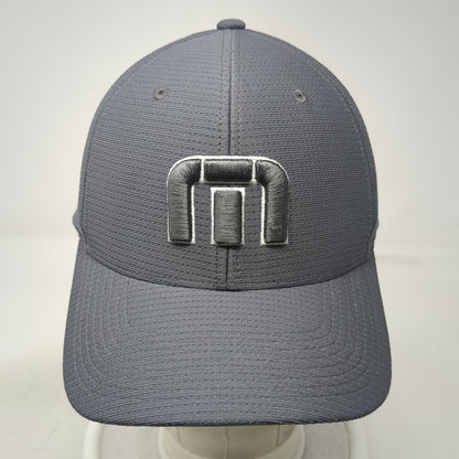 TravisMathew Baseball Cap Gray XL Fitted Mesh Texture 3D Logo Flexfit Script Hat