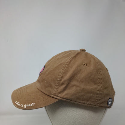 Life Is Good Slideback Hat Brown One Size Adjustable Embroidered Heart Cotton