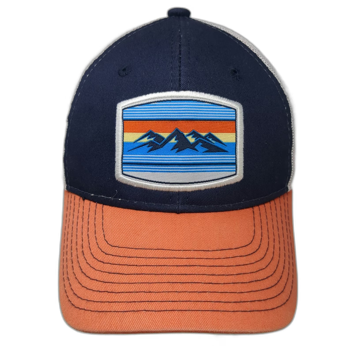 Trucker Hat Blue Orange White One Size Cascade Raft Kayak Idaho Mountain Patch
