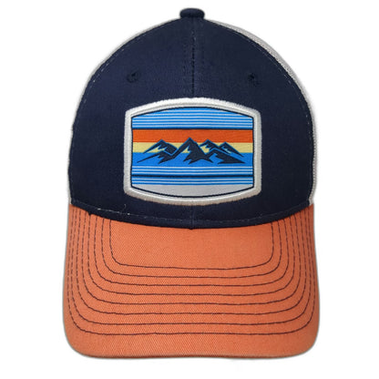 Trucker Hat Blue Orange White One Size Cascade Raft Kayak Idaho Mountain Patch