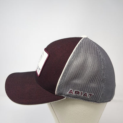 Ariat Trucker Hat Red Gray One Size Mesh Back Patch Flexfit 110 Snapback Logo