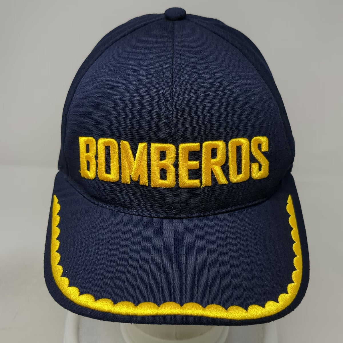 Blue One Size Baseball Cap Bomberos Scalloped Brim Slideback Firefighter Hat