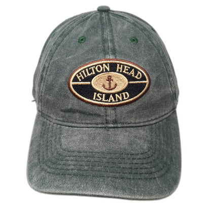 EST Hilton Head Island Green Baseball Cap OSFM Slideback Cotton Anchor Patch hat