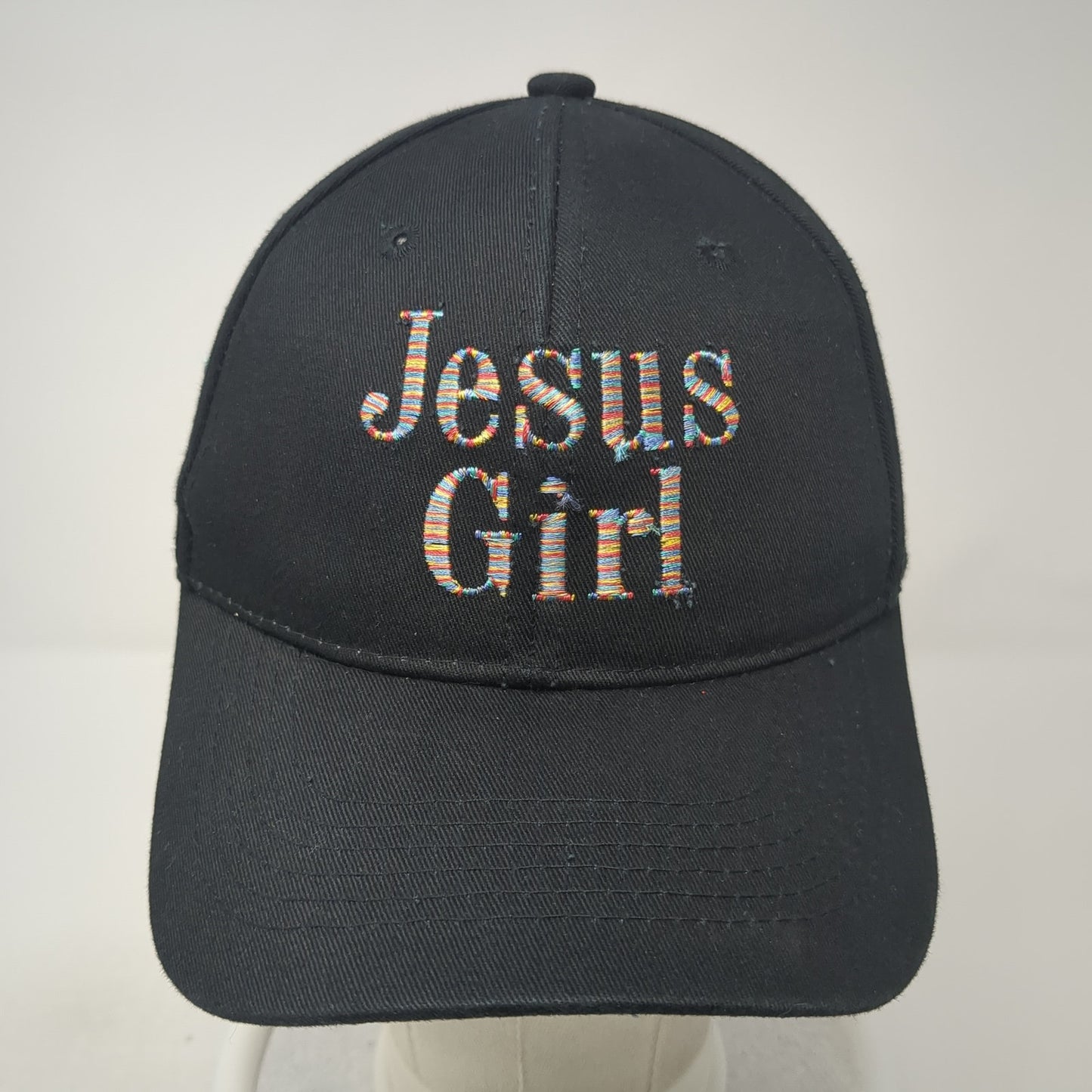 Jesus Girl Slideback Hat Black One Size Adjustable Embroidered Cross
