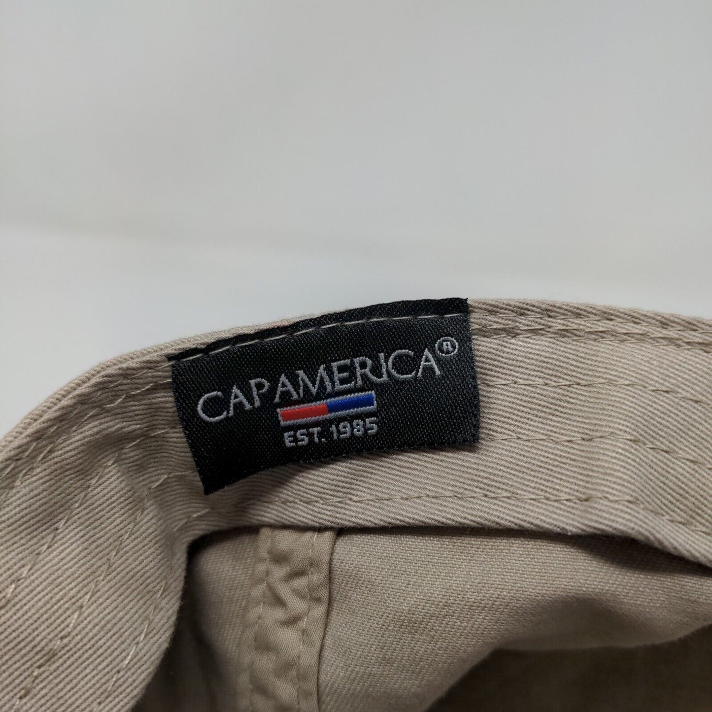 Cap America Men's Slideback Hat Tan Adjustable Embroidered Hand Logo