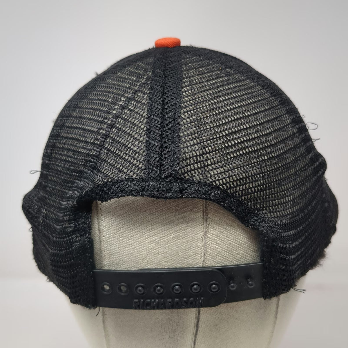 Richardson Trucker Hat Beige Black Orange One Size Universal Athletic Patch