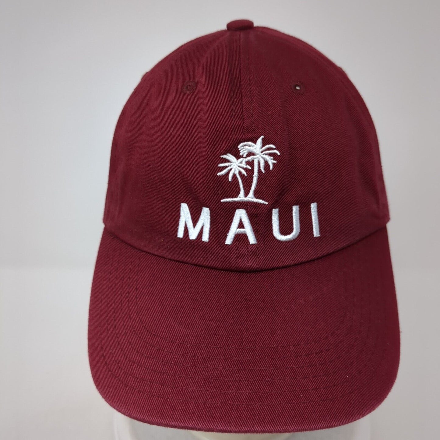 Maui Palm Trees Slideback Hat Red One Size Adjustable Solid 6 Panel