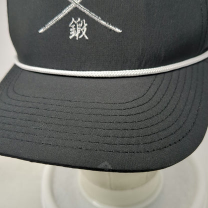 Miura 5 Panel Black Hat OSFM Rope Detail Crossed Katana Golf Snapback Polyester