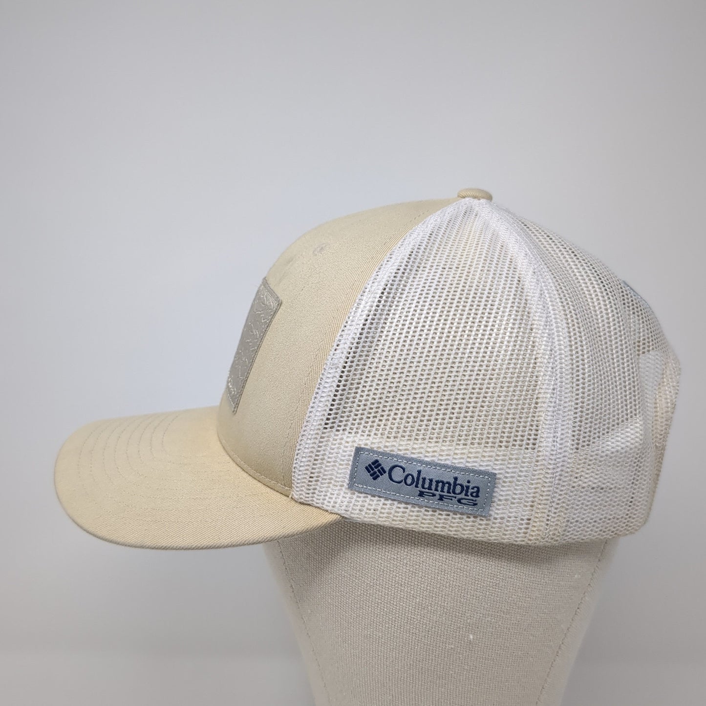 Columbia PFG Fish Flag Trucker Hat Beige One Size Adjustable Patriotic Mesh Back