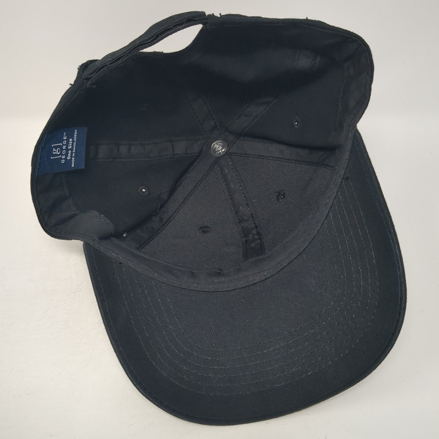 George Strapback Hat Black One Size Adjustable Solid Vent Holes Blank