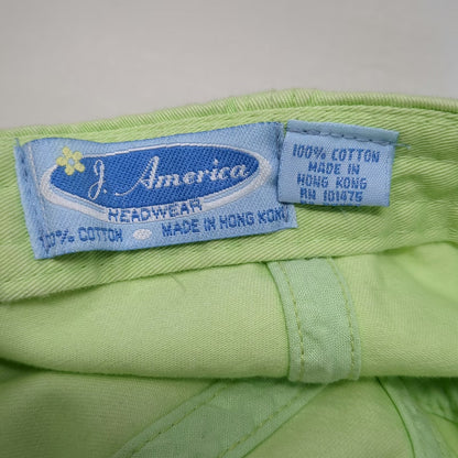 J. America Seattle Hat Green One Size Baseball Cap Embroidered Slideback Cotton