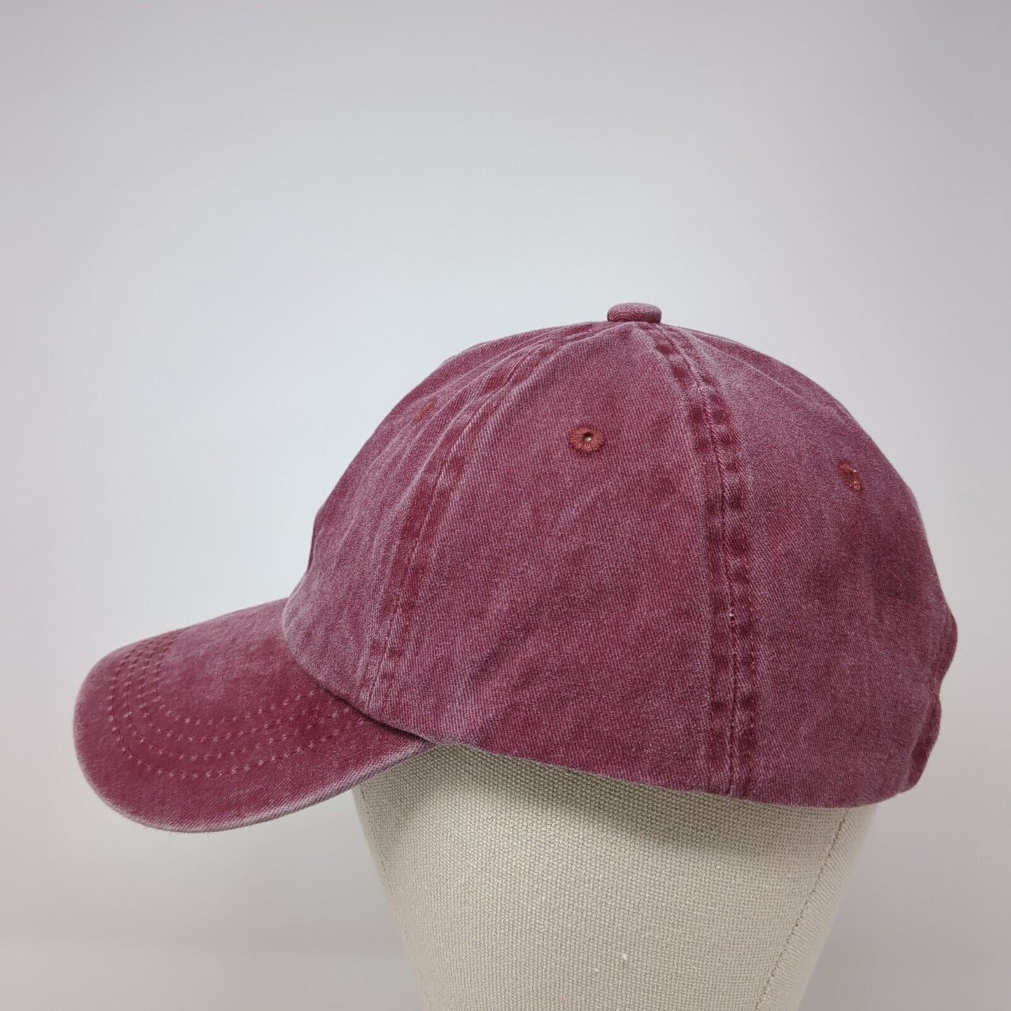Unbranded Slideback Hat Red One Size Adjustable 6 Panel Vented Holes Blank