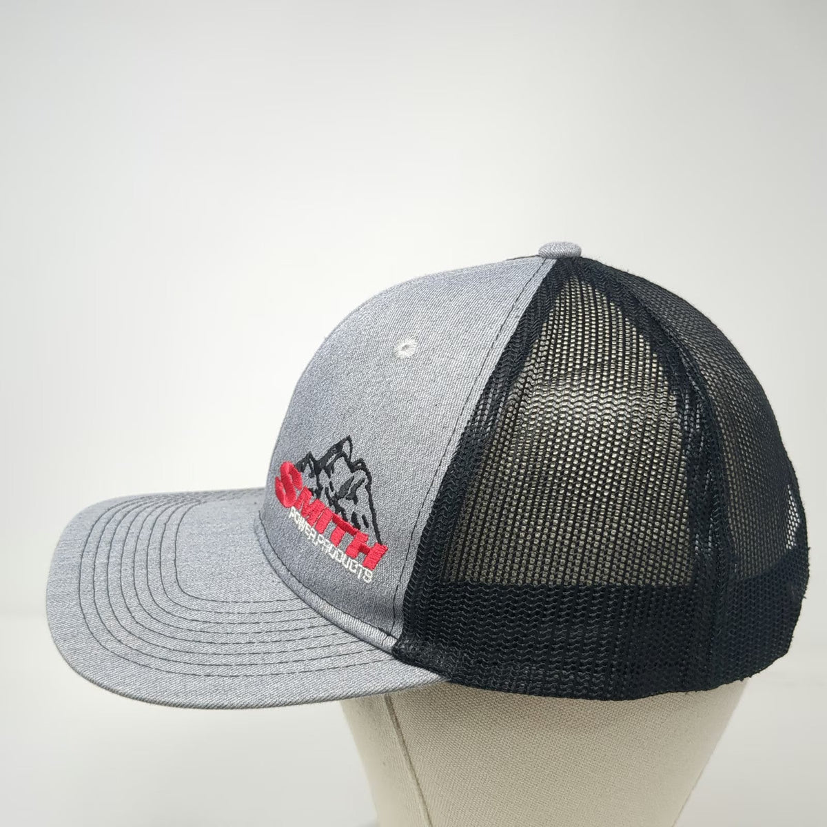Port Authority Trucker Hat Gray Black Red White OSFM Mesh Snapback Smith Power