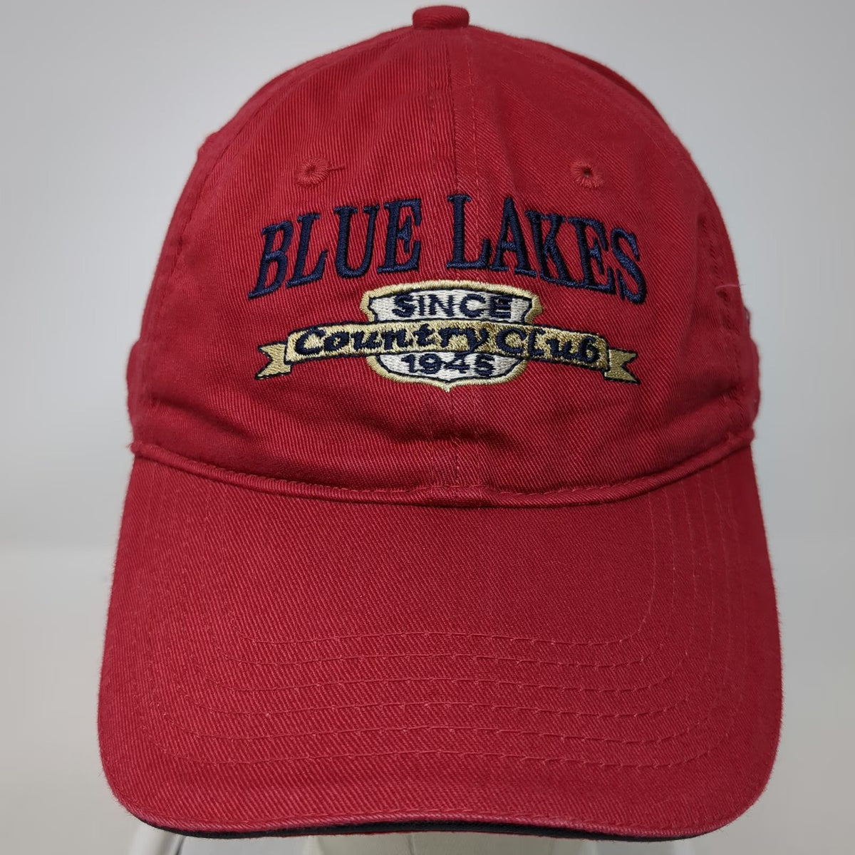 Page & Tuttle Baseball Cap Red One Size Blue Lakes Country Club Crest Slideback