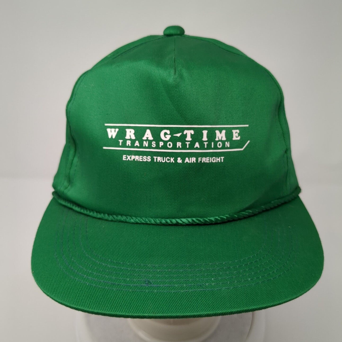Wrag Time Transportation Express Truck & Air Freight Snapback Hat Green OS Rope