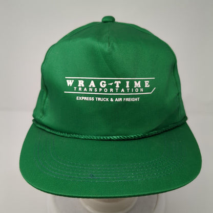 Wrag Time Transportation Express Truck & Air Freight Snapback Hat Green OS Rope