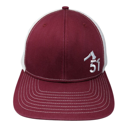 51 Snapback Trucker Hat Red One Size Adjustable Mesh Back 6 Panel Richardson