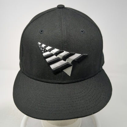 New Era Snapback Hat Black One Size Paper Plane 9FIFTY Flat Brim Stars Stripes