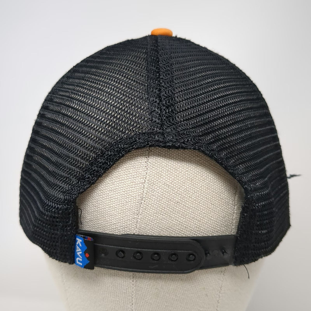 KAVU Trucker Hat Yellow Blue Black One Size Mountain Patch Snapback Foam Front