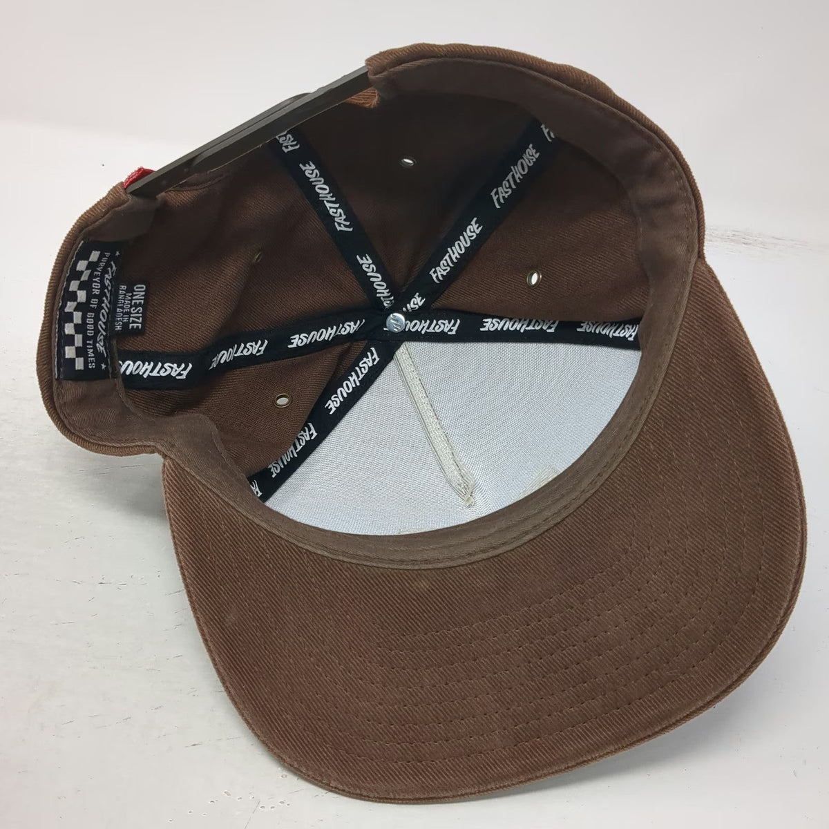 Fasthouse 5 Panel Brown One Size Snapback Flat Brim Patch We Race Sometimes Hat