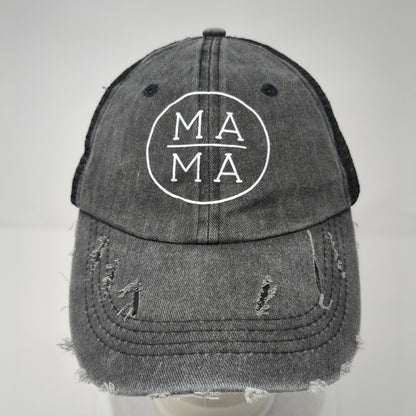 Mama Strapback Trucker Hat Ponytail Gray One Size Mesh Back Adjustable