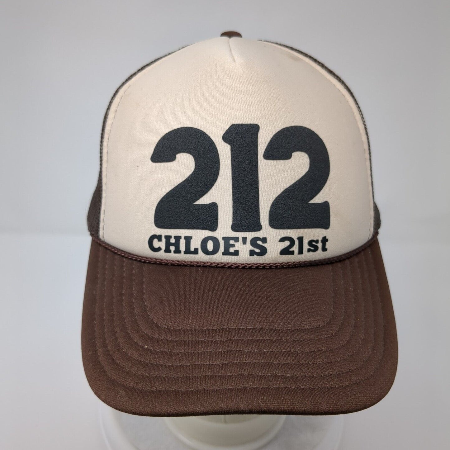 212 Chloe's 21st Snapback Rope Trucker Hat Brown OSFM Mesh Back Otto