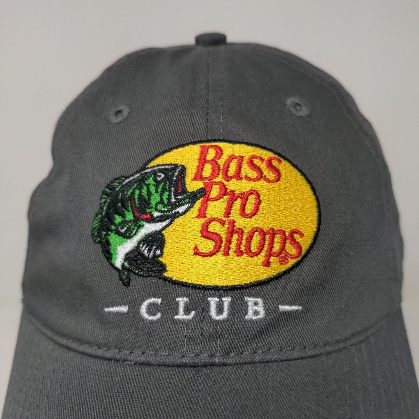 Bass Pro Shops Club Men's Slideback Hat Gray Adjustable Embroidered Logo Cotton