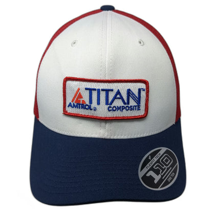 Cap America Trucker Hat White Red Blue One Size Amtrol Titan Composite Patch