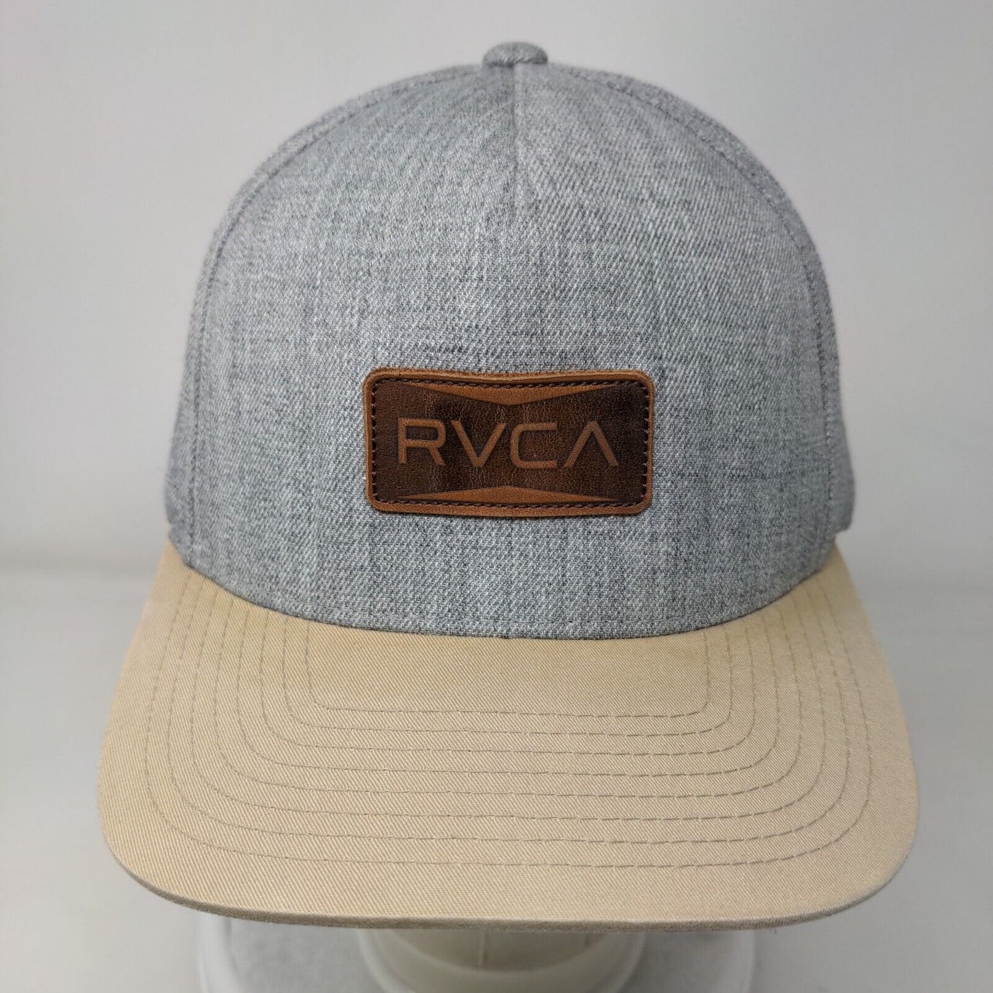 RVCA Snapback Hat Multi Mid Fit Leather Patch Colorblock Vent Holes