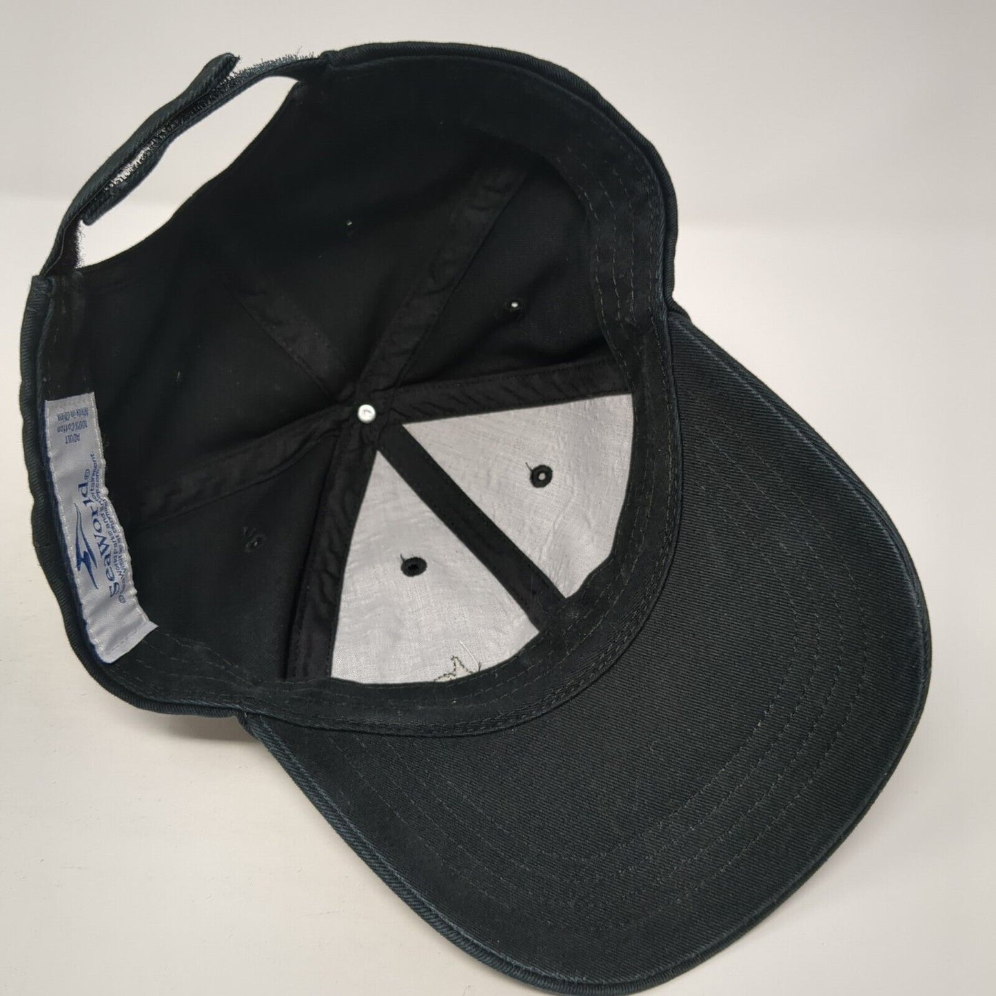SeaWorld Strapback Hat Black One Size Solid Adjustable Embroidered