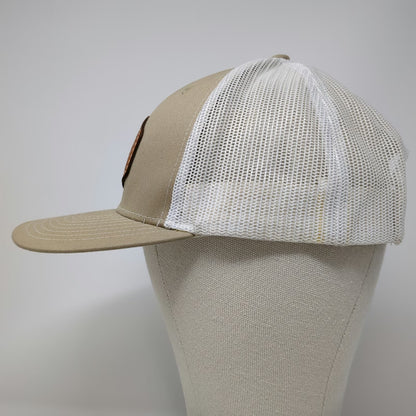 Richardson Trucker Hat Beige One Size Leather Patch Followers of Jesus Mesh