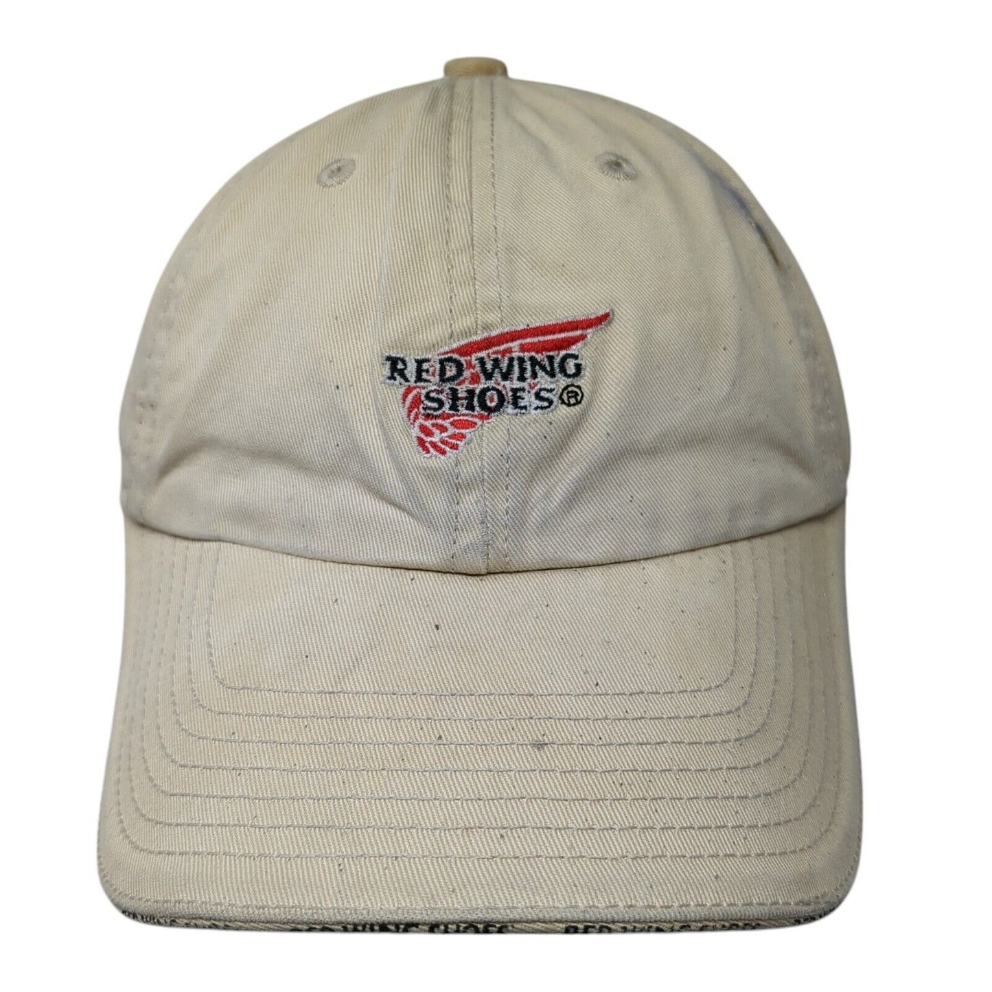 Red Wing Shoes Strapback Hat Tan One Size Adjustable Embroidered 6 Panel Cotton