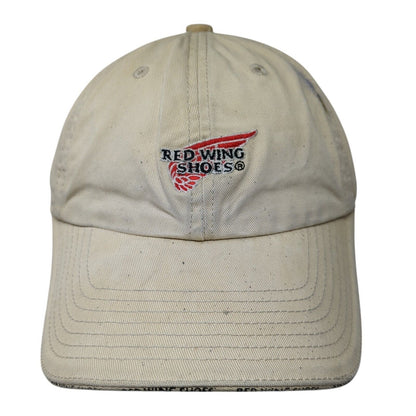 Red Wing Shoes Strapback Hat Tan One Size Adjustable Embroidered 6 Panel Cotton