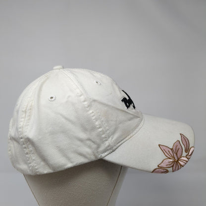 Bud Girl Strapback Hat White One Size Adjustable Embroidered Flowers