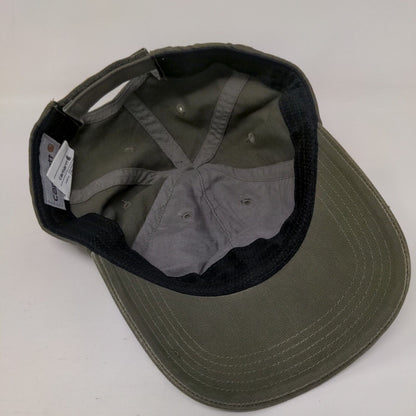 Carhartt Strapback Hat Green OSFA Adjustable Patch Logo Vented Holes 6 Panel