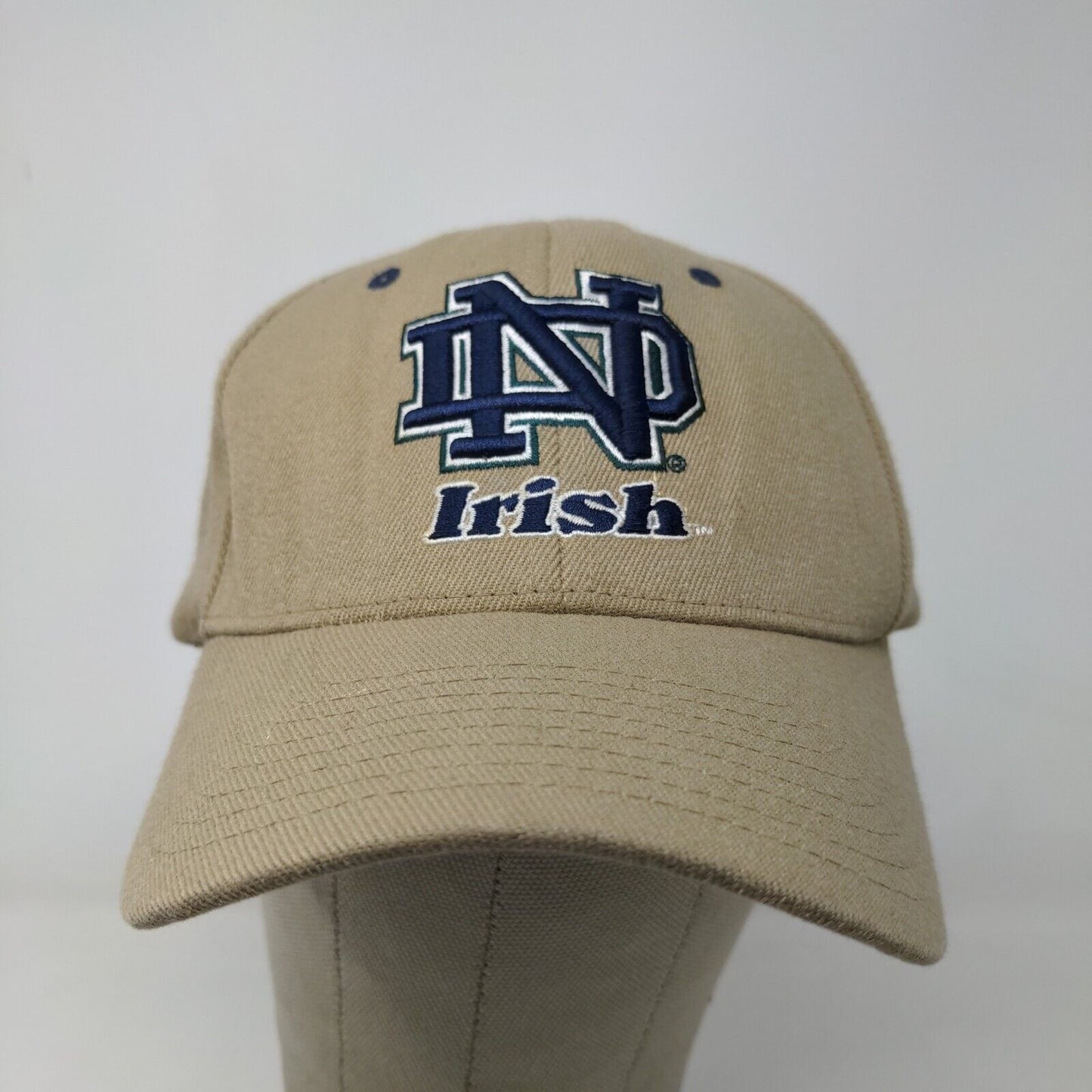 Zephyr Men's Fitted Hat Tan Size L/XL Embroidered Notre Dame Irish Logo Acrylic