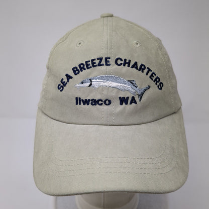 Sea Breeze Charters Ilwaco WA Slideback Hat Green One Size 6 Panel
