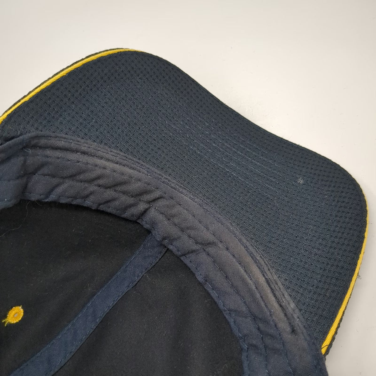 McDonald's Snapback Hat Blue One Size Mesh Textured Yellow Eyelets Brim Piping