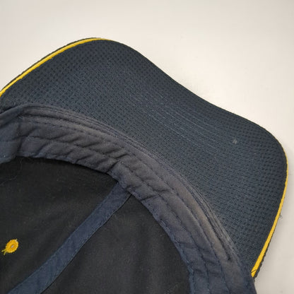 McDonald's Snapback Hat Blue One Size Mesh Textured Yellow Eyelets Brim Piping