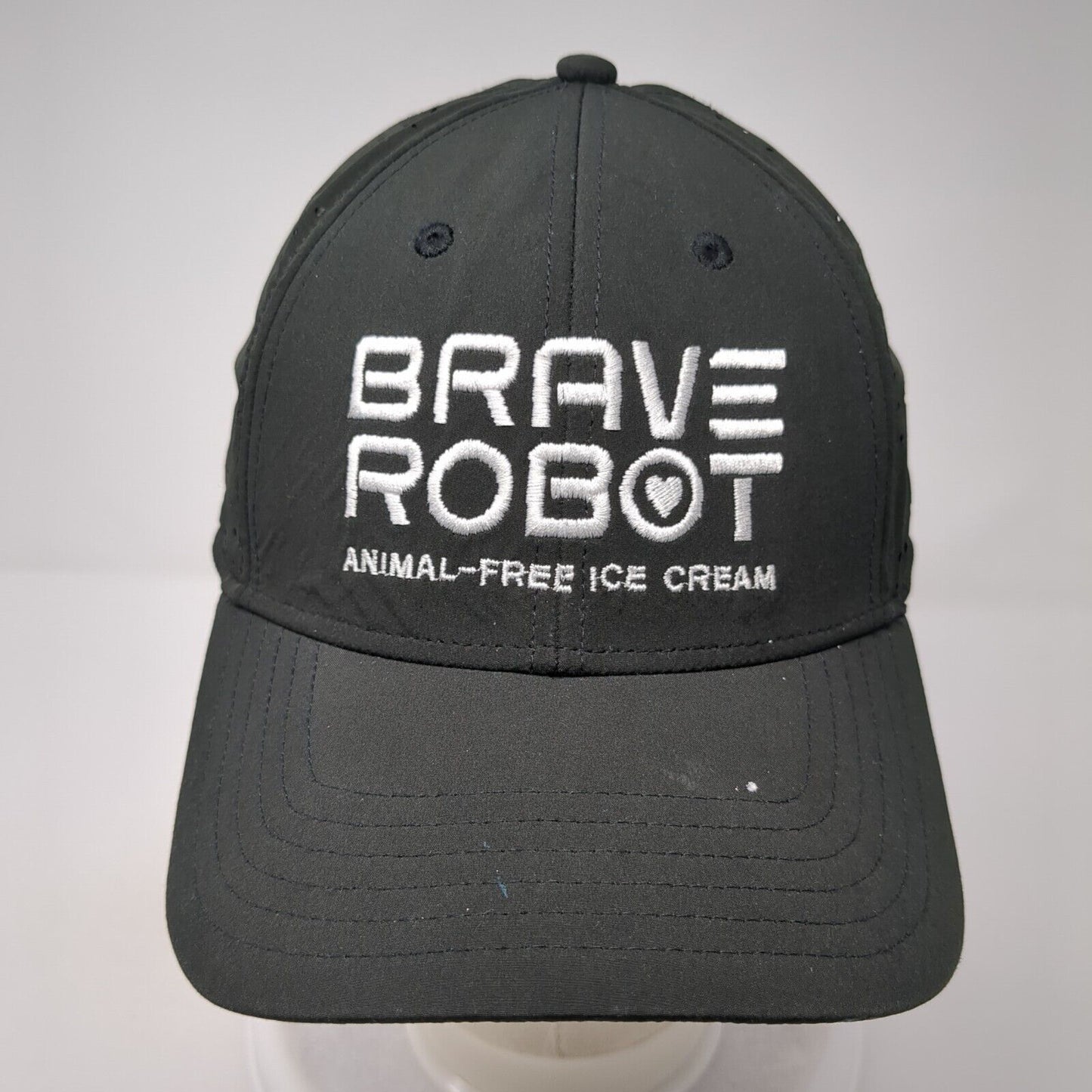 Brave Robot Strapback Hat Black One Size Adjustable Embroidered Laser Cut