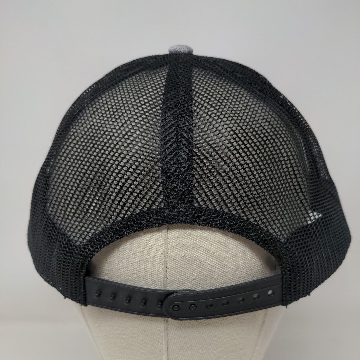Channel Leather Patch Snapback Mesh Back Trucker Hat Gray OSFM 6 Panel