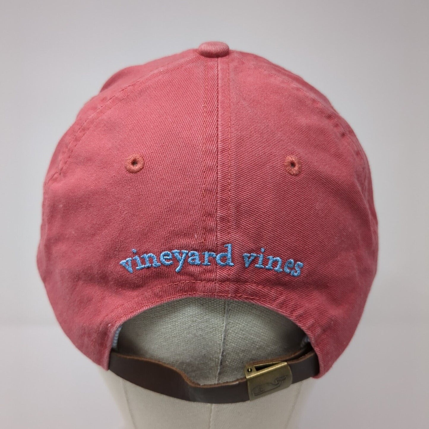 Vineyard Vines Baseball Cap Red One Size Adjustable Leather Patch 6 Panel