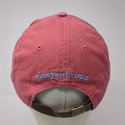 Vineyard Vines Baseball Cap Red One Size Adjustable Leather Patch 6 Panel